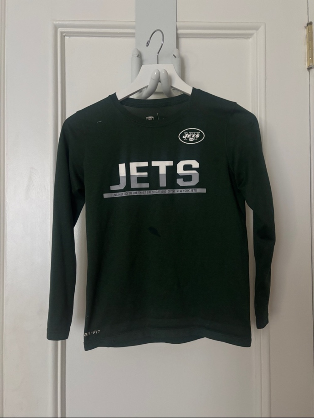 Nike Kids Long-Sleeve JETS Tee - Dark Green & White